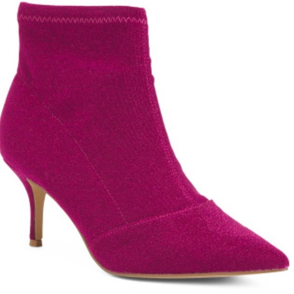 CHARLES DAVID  Fuchsia Glitter Dress Booties - Picture 1 of 2